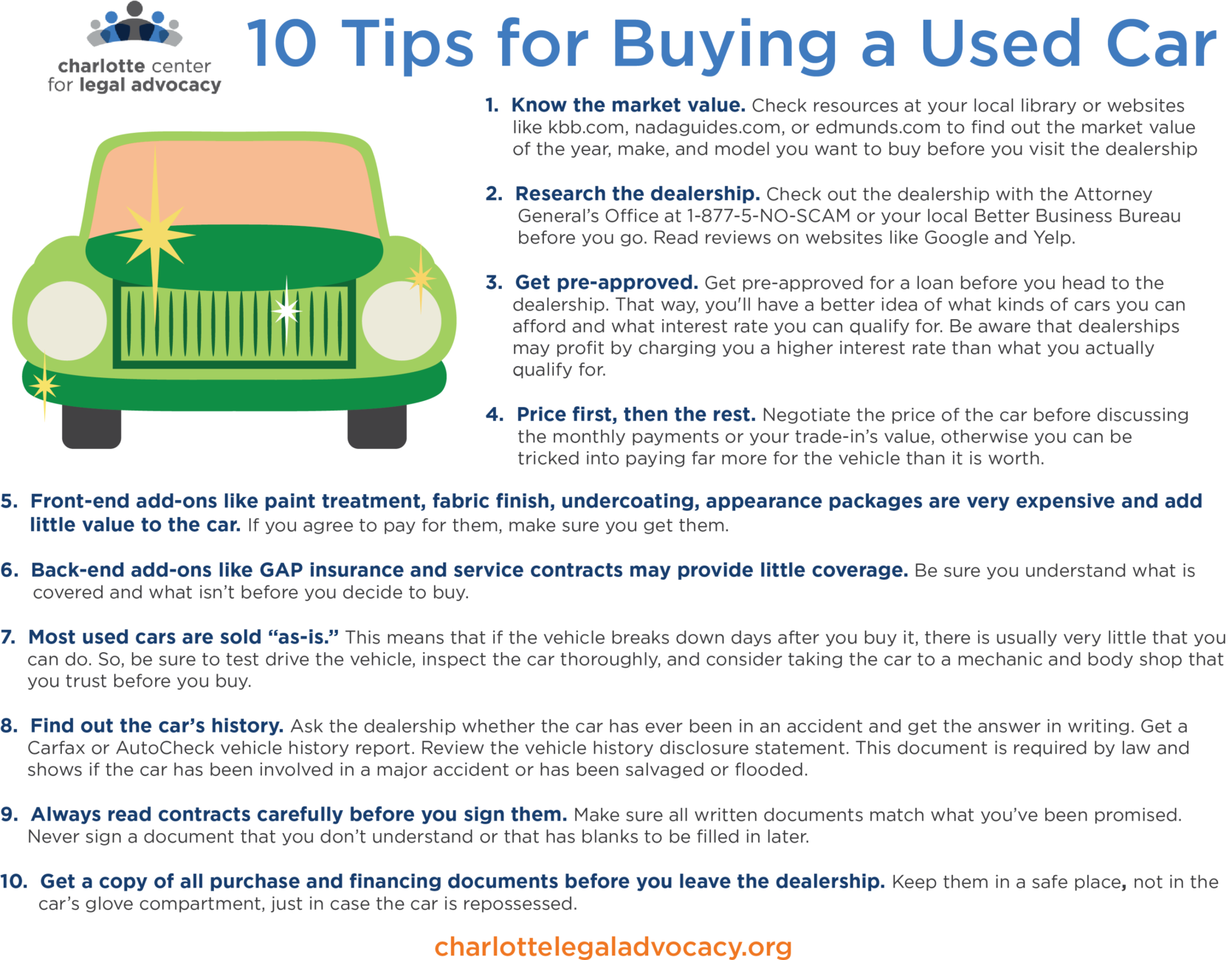 10 things to remember when buying a used car Charlotte Center for