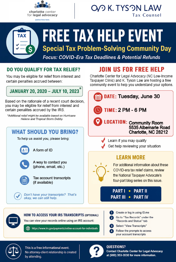 Join us for a FREE Tax Problem-Solving Event Focused on Covid-Era Tax Deadlines and Potential Refunds on June 30